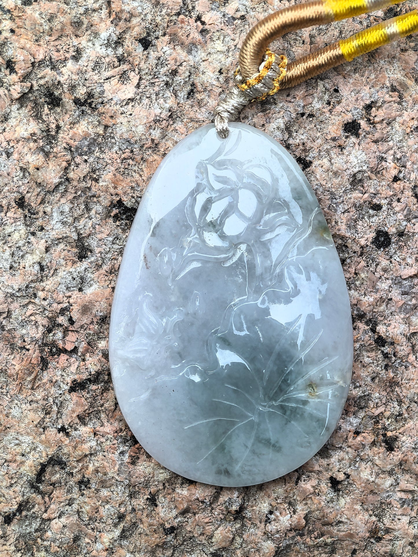 Natural Grade-A Glutinous Jadeite Blue Blossom Garden Pendant · Burmese Jade