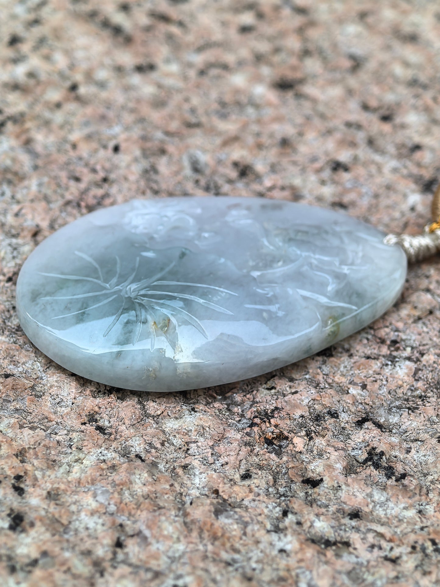Natural Grade-A Glutinous Jadeite Blue Blossom Garden Pendant · Burmese Jade