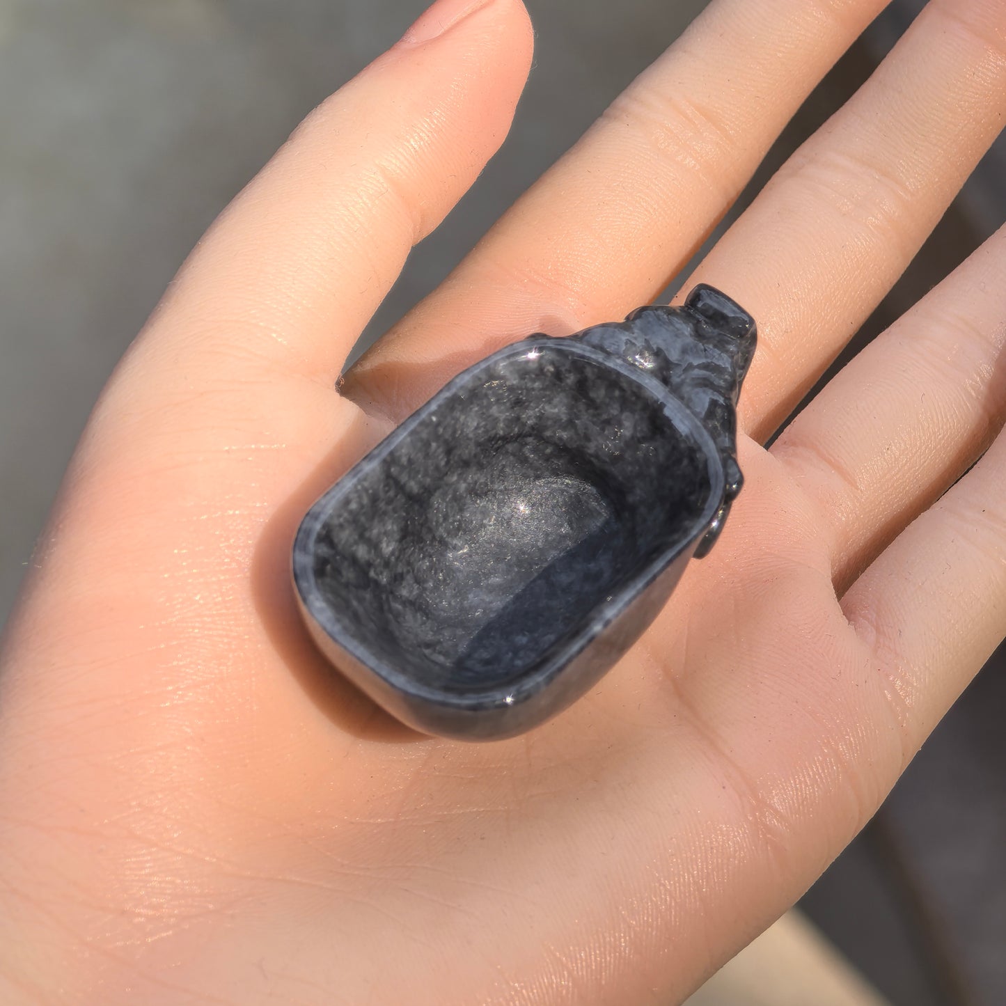 Natural Grade-A Glutinous Black Jadeite Dragon Cup · Burmese Jade