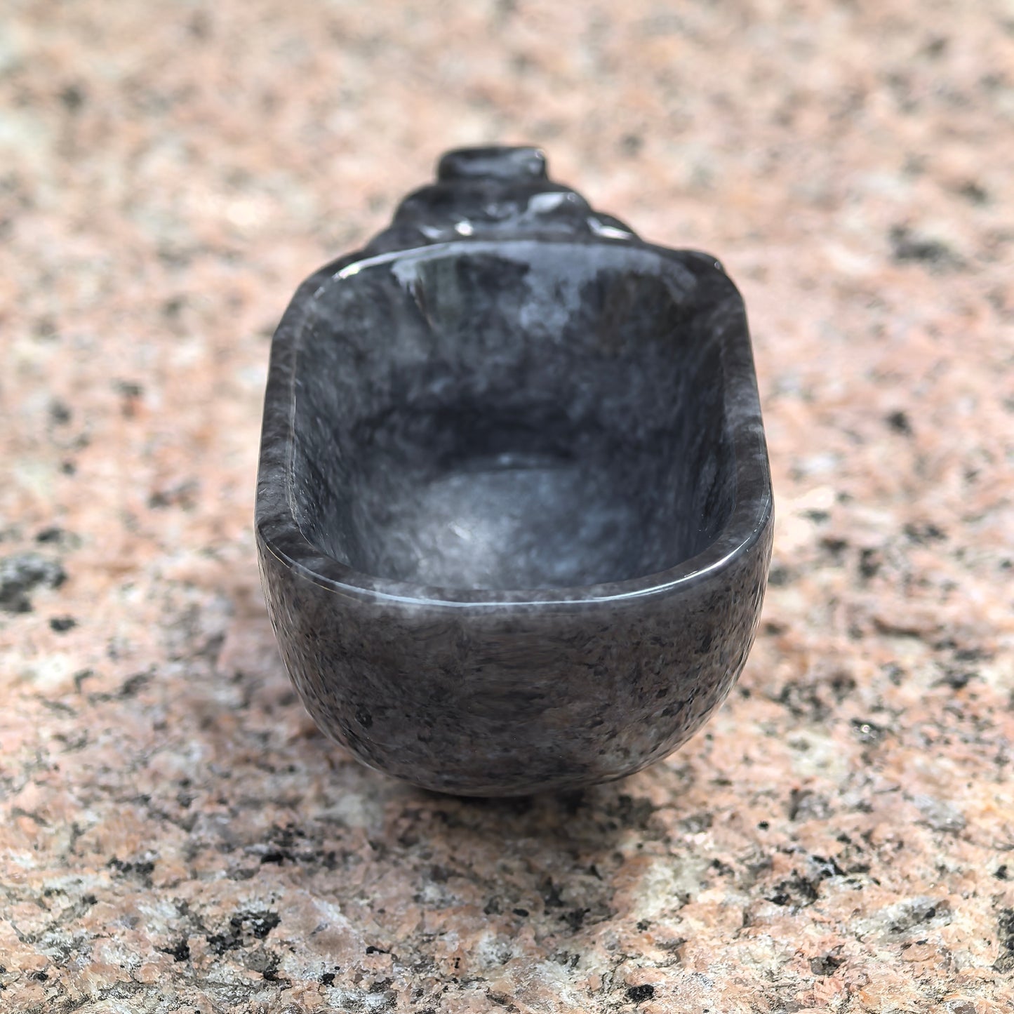 Natural Grade-A Glutinous Black Jadeite Dragon Cup · Burmese Jade