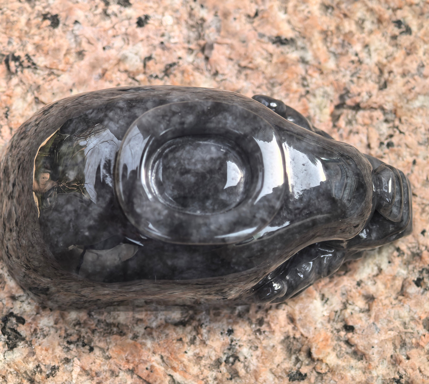 Natural Grade-A Glutinous Black Jadeite Dragon Cup · Burmese Jade