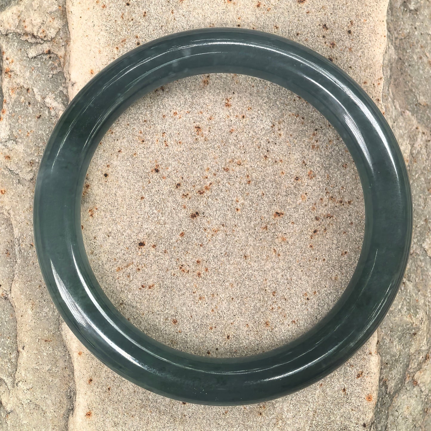 Natural Grade-A Guatemalan Teal Blue Jadeite Round Bangle 51mm