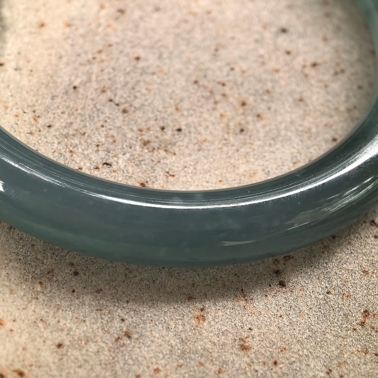 Natural Grade-A Guatemalan Teal Blue Jadeite Round Bangle 51mm