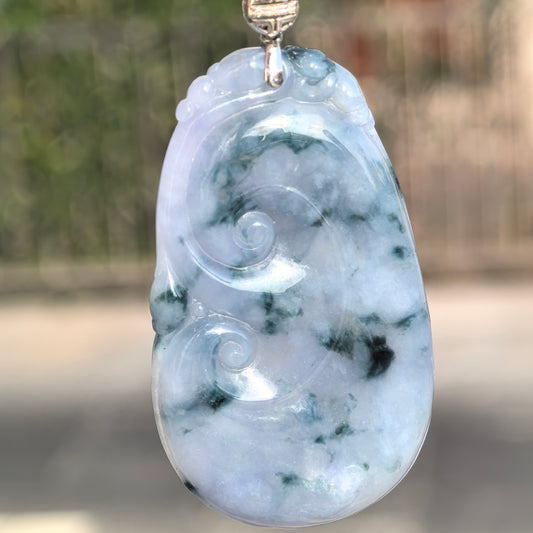 Natural Grade-A Jadeite Glutinous Blue-Purple Ruyi Pendant · Burmese Jade