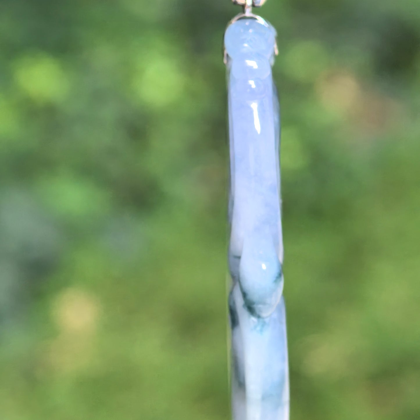 Natural Grade-A Jadeite Glutinous Blue-Purple Ruyi Pendant · Burmese Jade