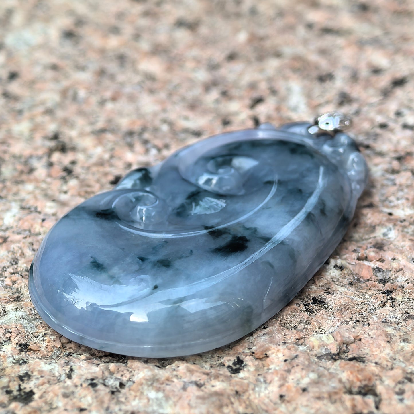 Natural Grade-A Jadeite Glutinous Blue-Purple Ruyi Pendant · Burmese Jade