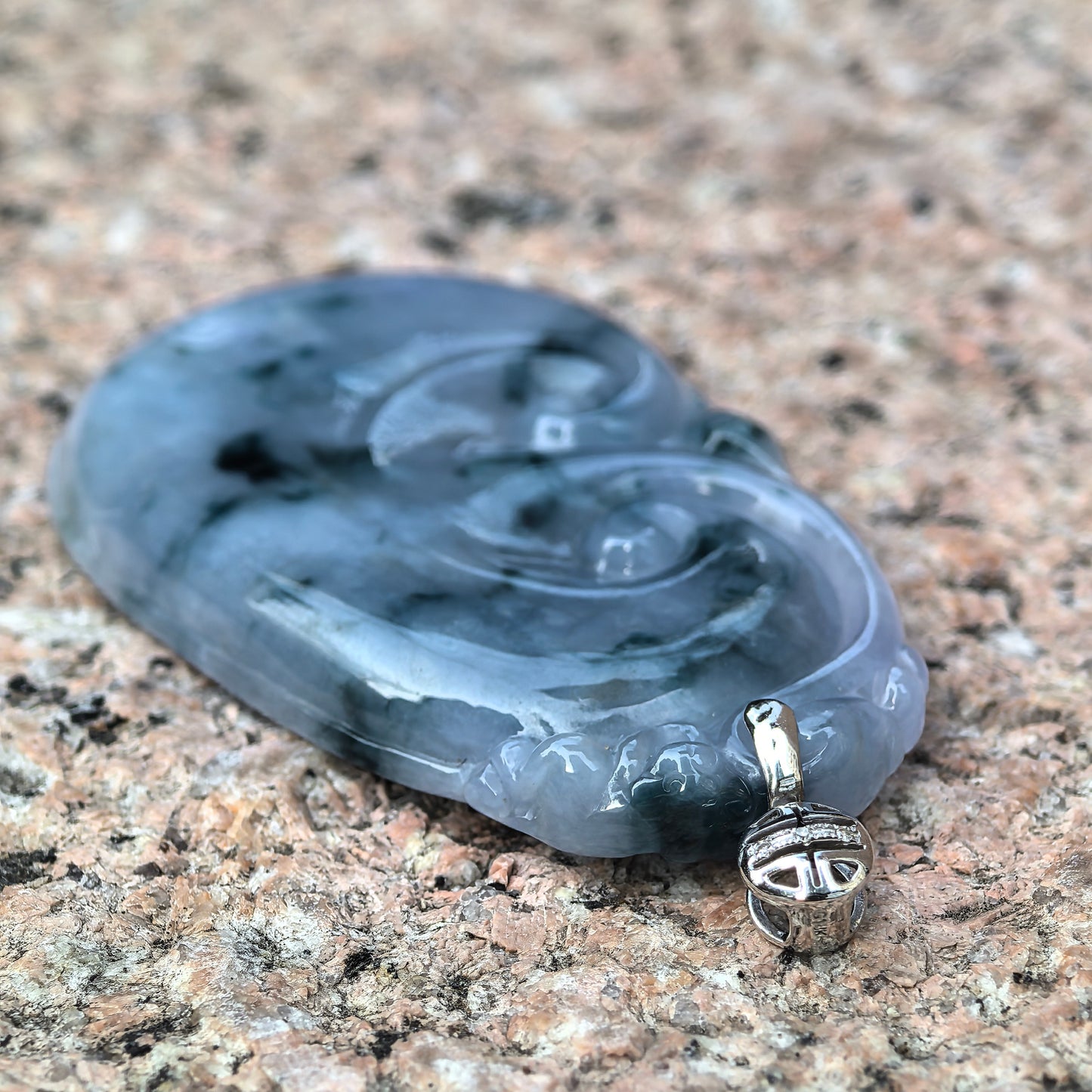 Natural Grade-A Jadeite Glutinous Blue-Purple Ruyi Pendant · Burmese Jade
