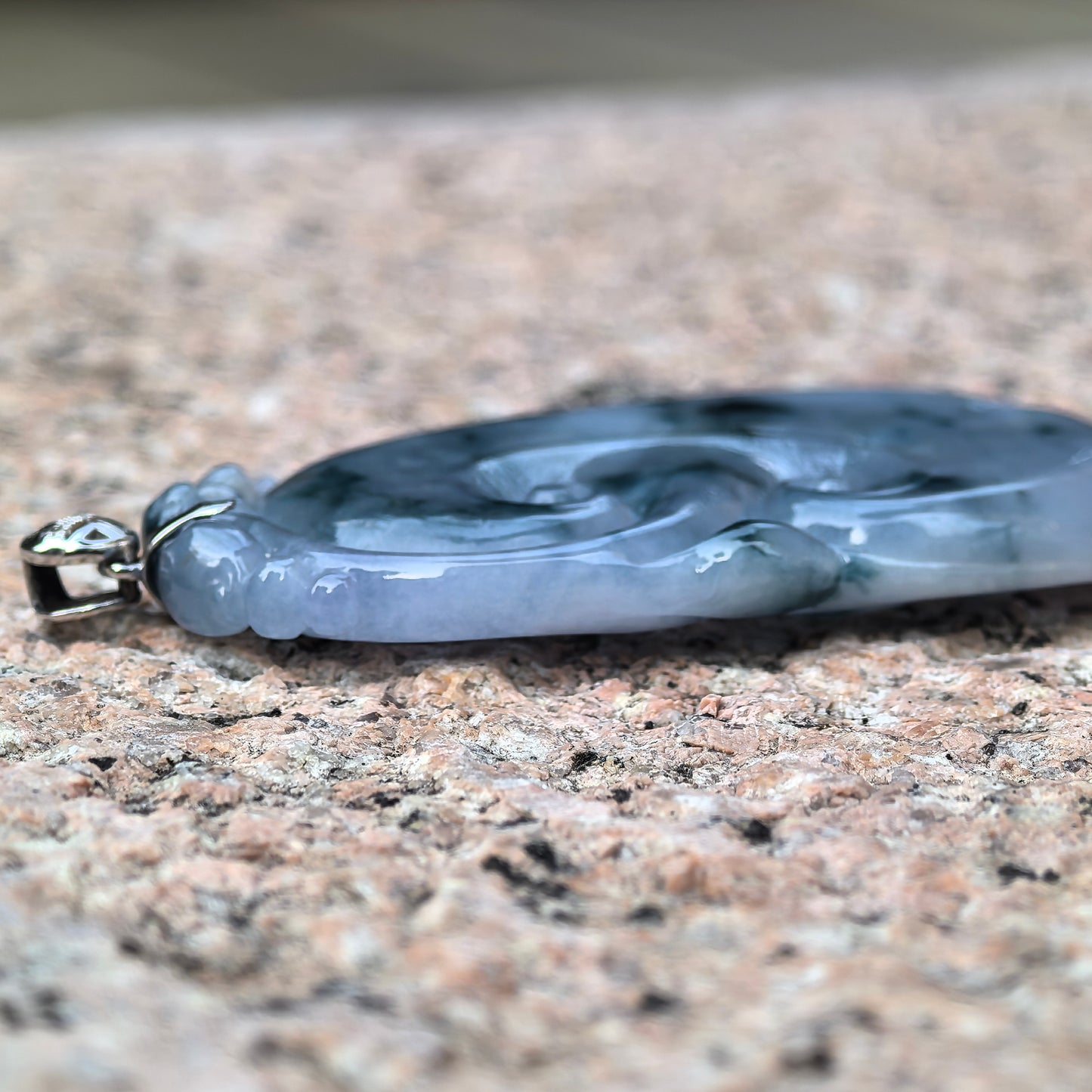 Natural Grade-A Jadeite Glutinous Blue-Purple Ruyi Pendant · Burmese Jade