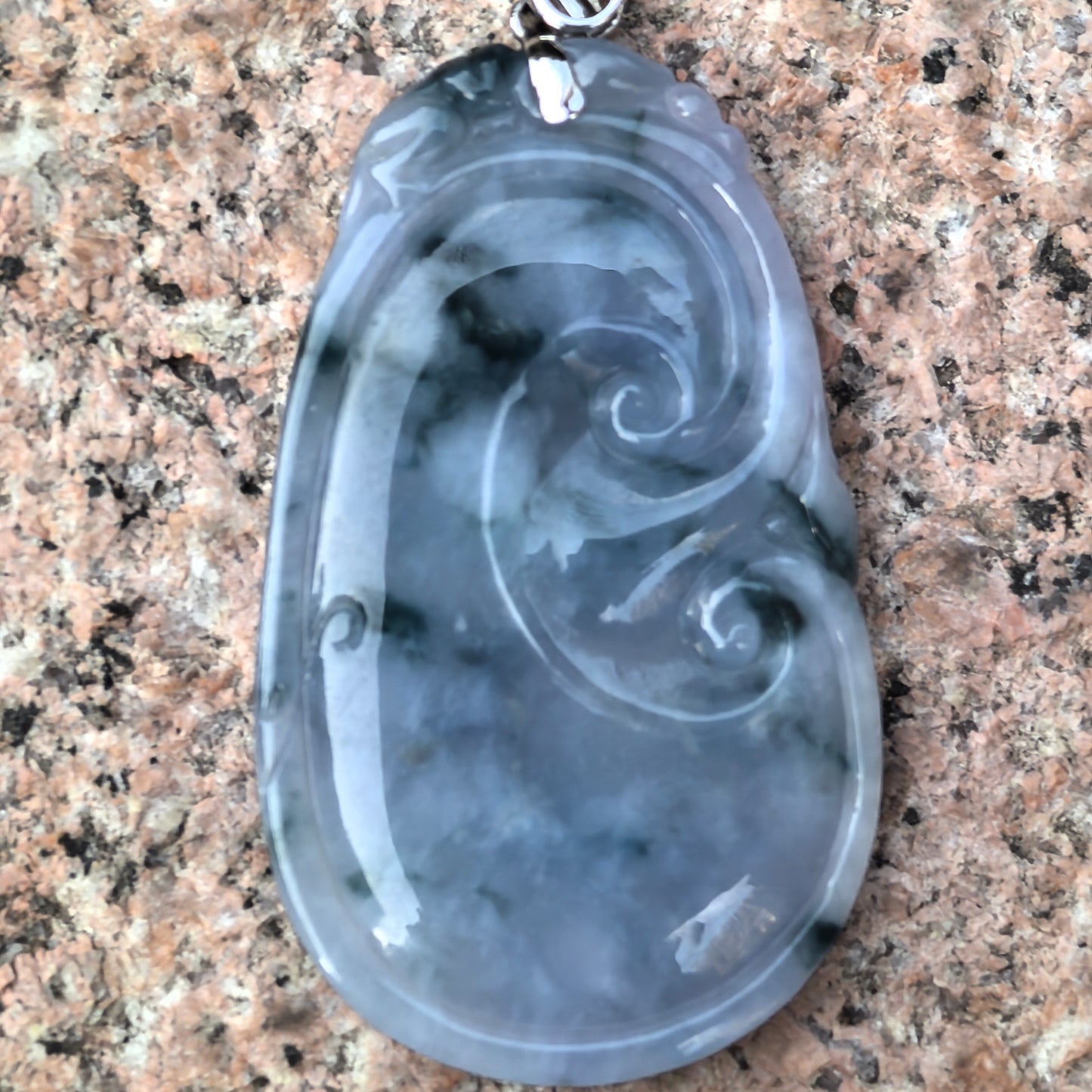 Natural Grade-A Jadeite Glutinous Blue-Purple Ruyi Pendant · Burmese Jade