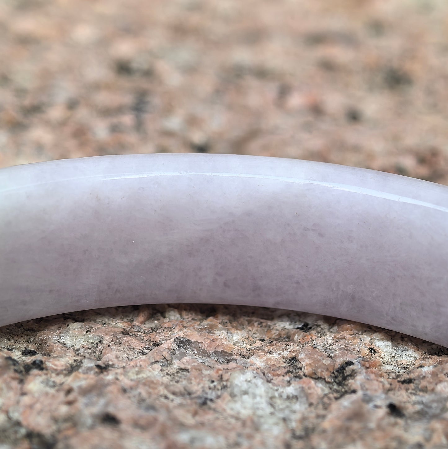 Natural Grade-A Glutinous Light Lavender Jadeite D-shape Bangle with Vivid Green Accent · Burmese Jade 57mm