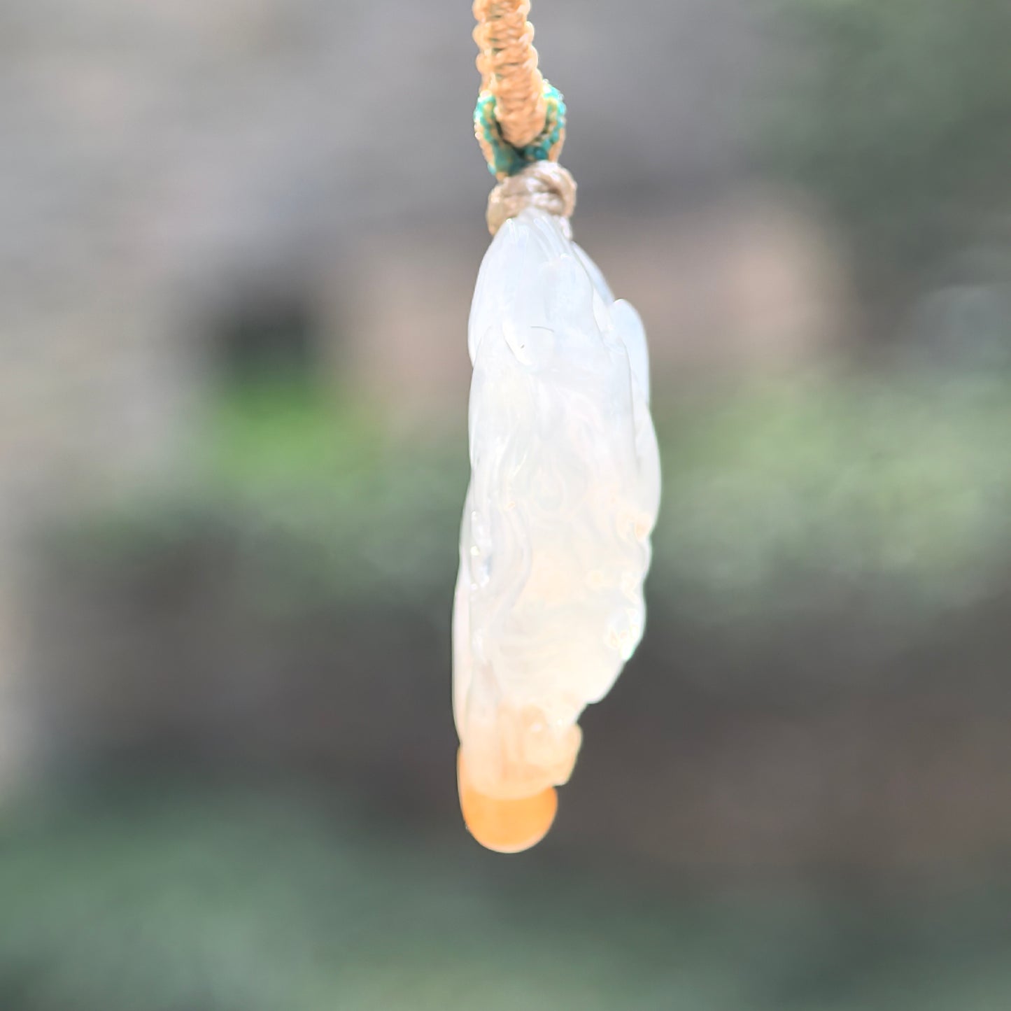 Natural Grade-A Jadeite Icy Yellow Dragon Head Pendant · Burmese Jade