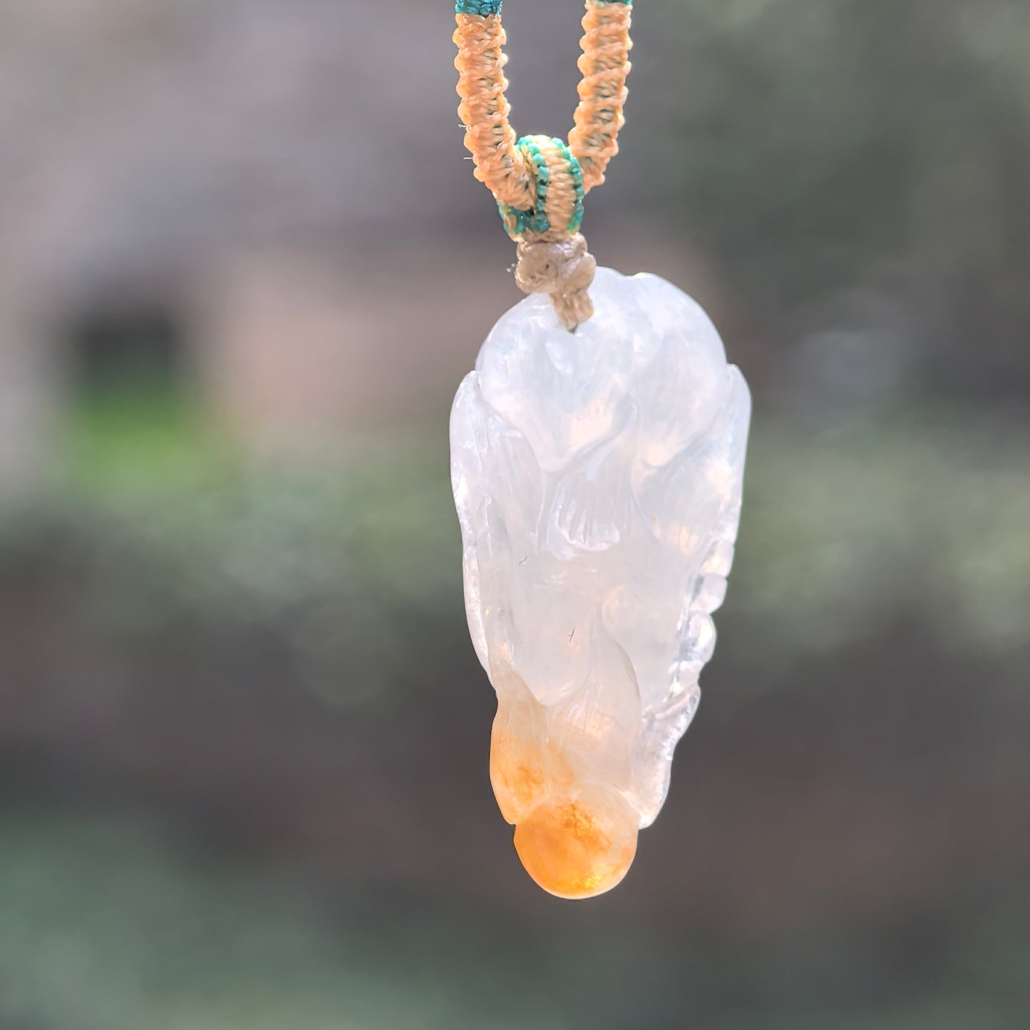 Natural Grade-A Jadeite Icy Yellow Dragon Head Pendant · Burmese Jade