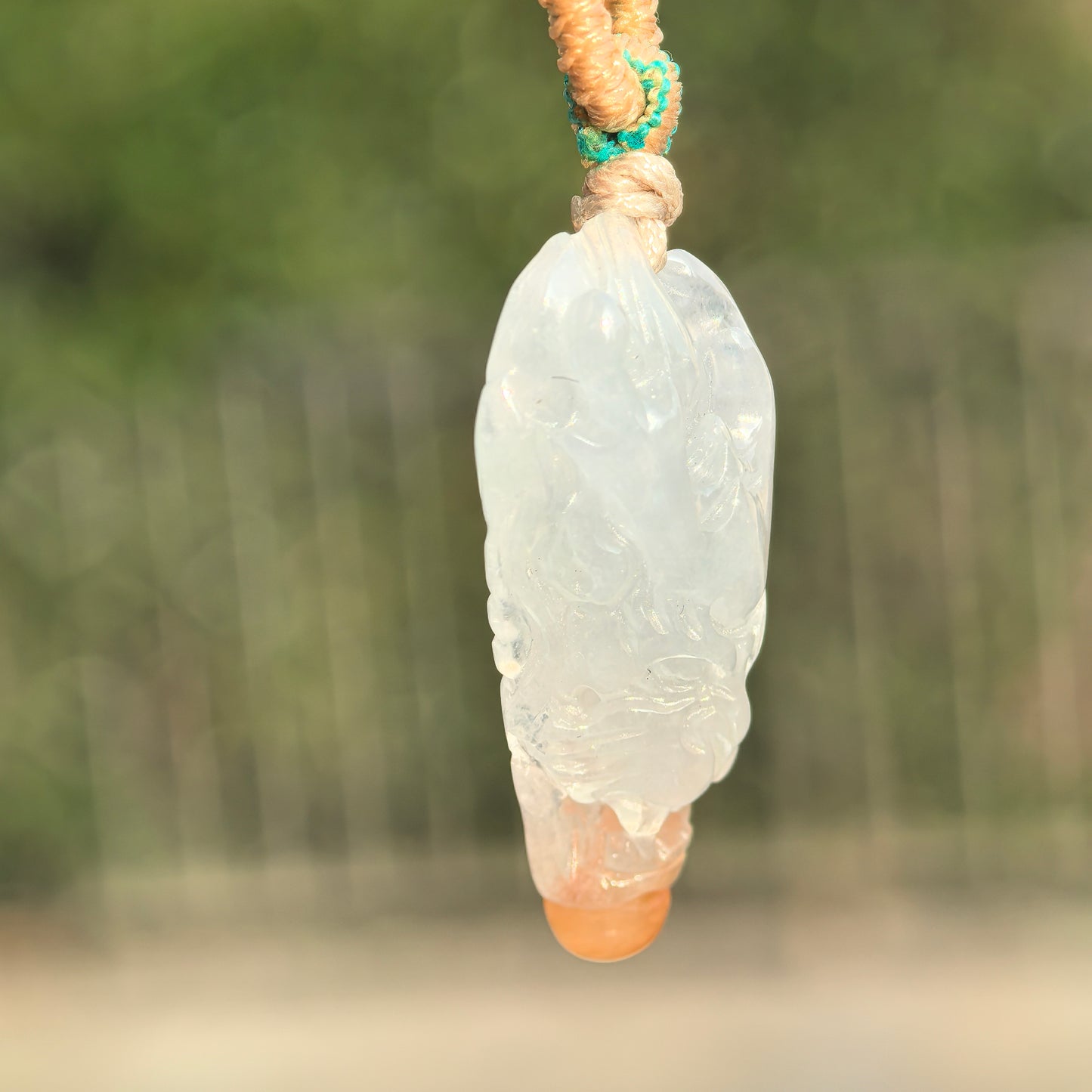 Natural Grade-A Jadeite Icy Yellow Dragon Head Pendant · Burmese Jade