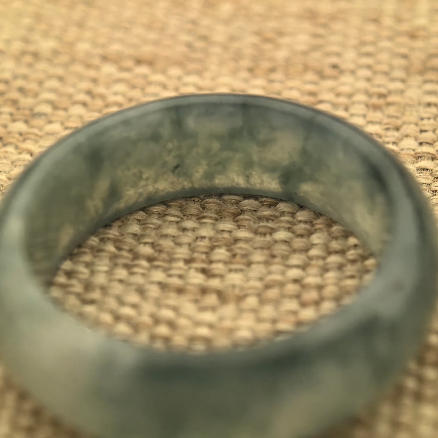 Natural Grade-A Glutinous Icy Green-Flower Jadeite Ring Band · Burmese Jade