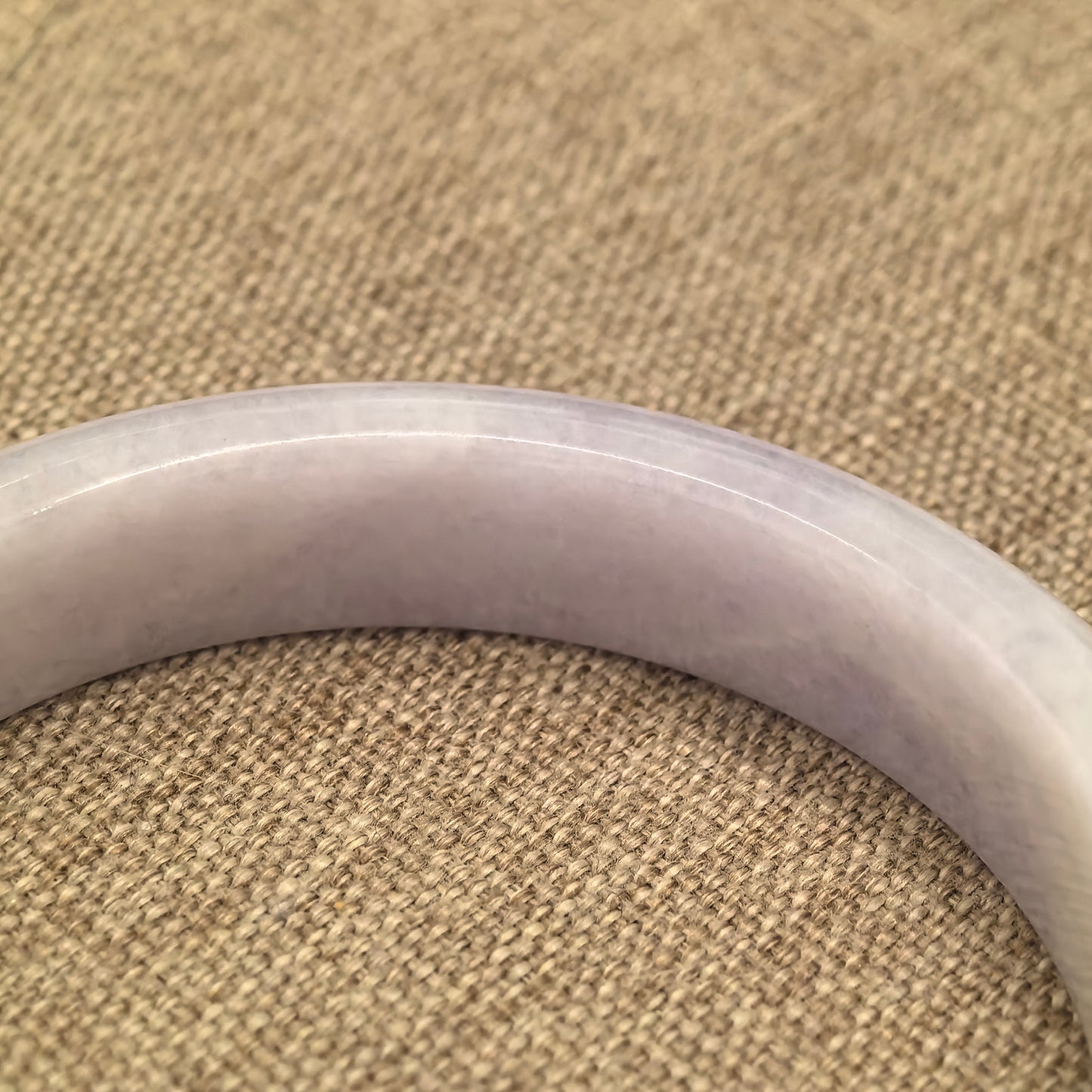 Natural Grade-A Glutinous Light Lavender Jadeite D-shape Bangle with Vivid Green Accent · Burmese Jade 57mm