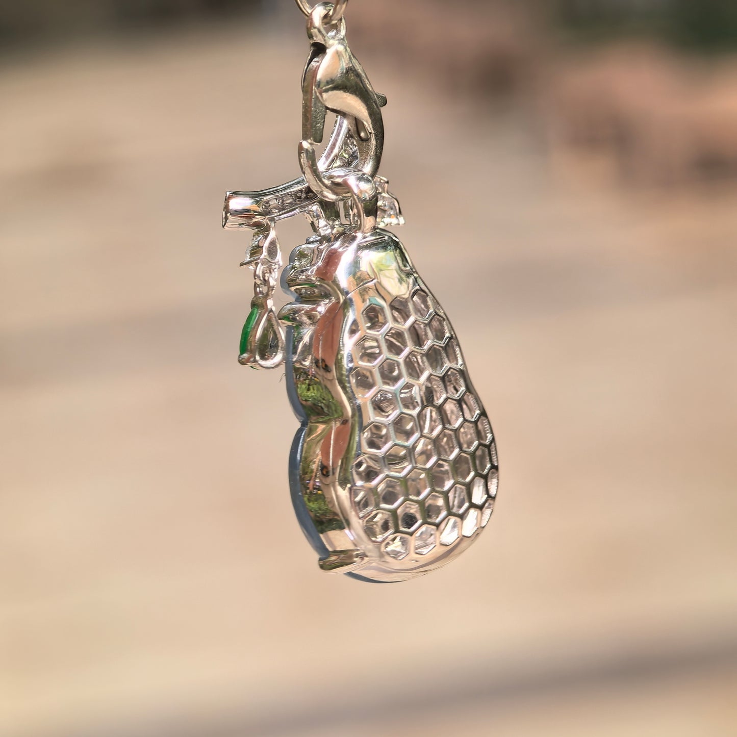 Natural Grade-A 18K Gold-Set Glutinous Icy Blue Lavender Monet Gourd Pendant · Burmese Jade