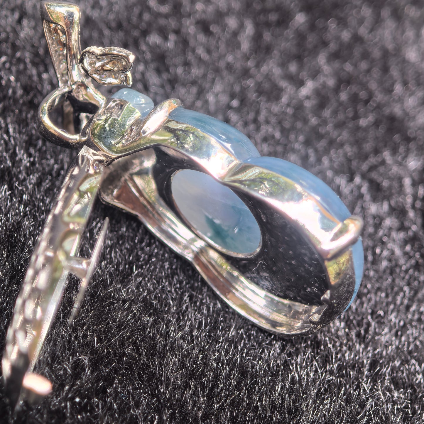 Natural Grade-A 18K Gold-Set Glutinous Icy Blue Lavender Monet Gourd Pendant · Burmese Jade