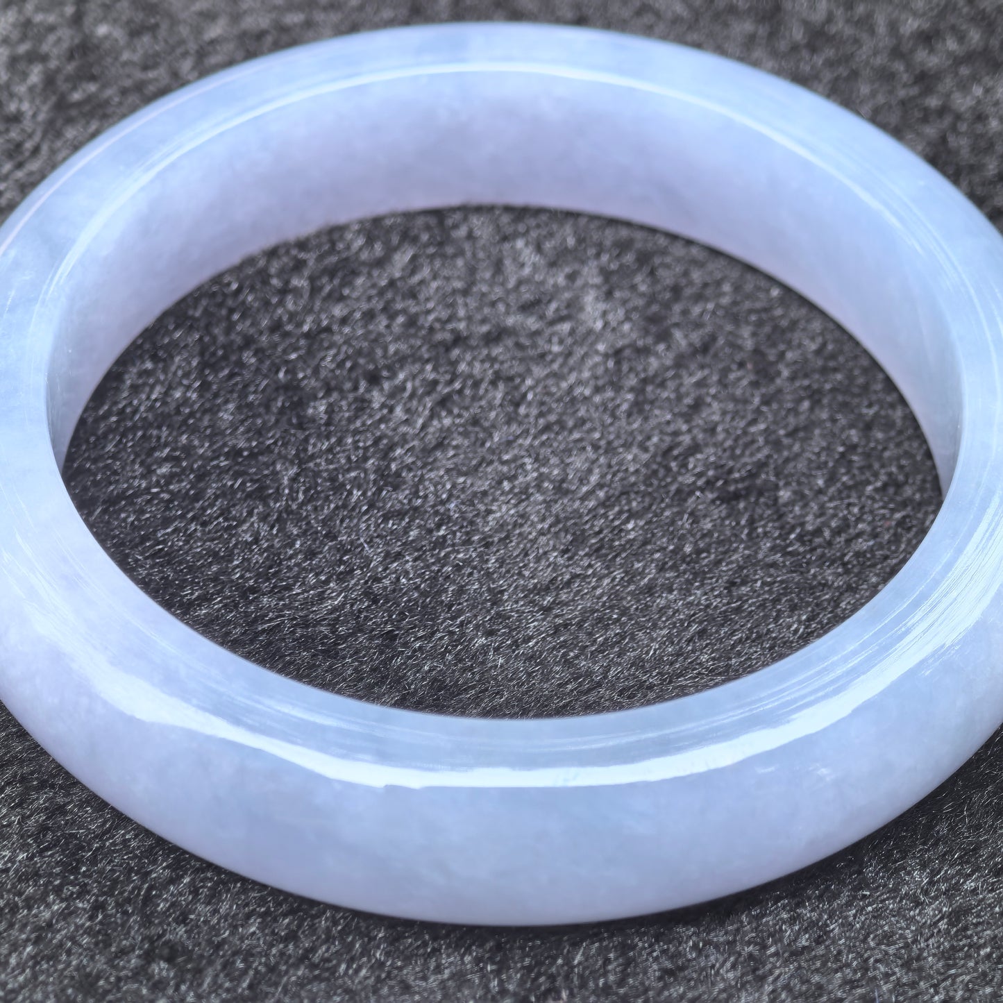 Natural Grade-A Glutinous Lavender-blue Jadeite D-Shape Bangle · Burmese Jade 56mm