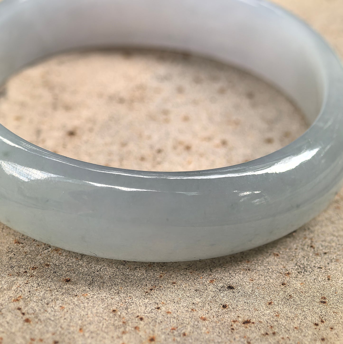 Natural Grade-A Glutinous Icy Light Green Oval Jadeite Bangle · Burmese Jade 51mm