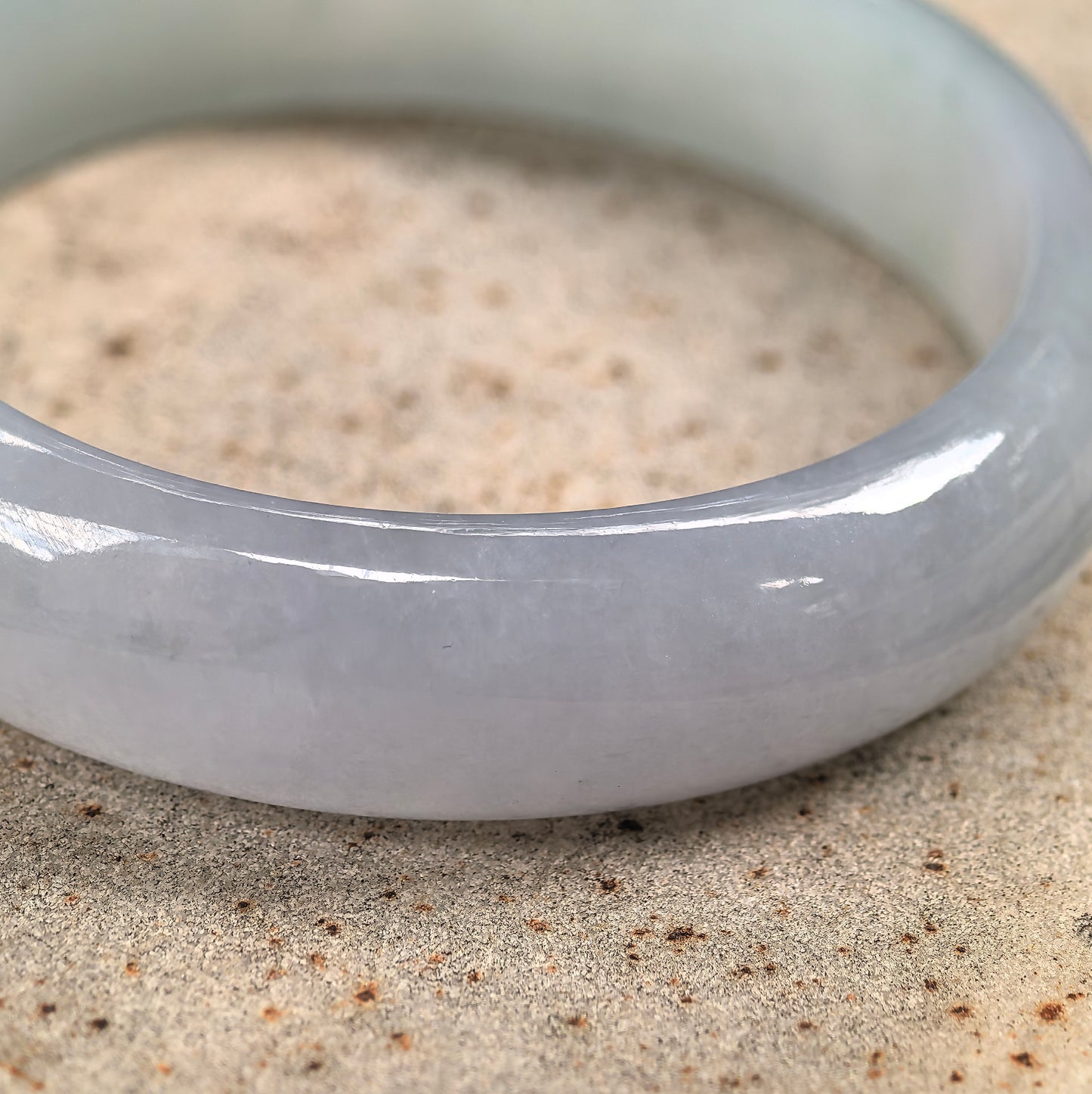Natural Grade-A Glutinous Icy Light Green Oval Jadeite Bangle · Burmese Jade 51mm