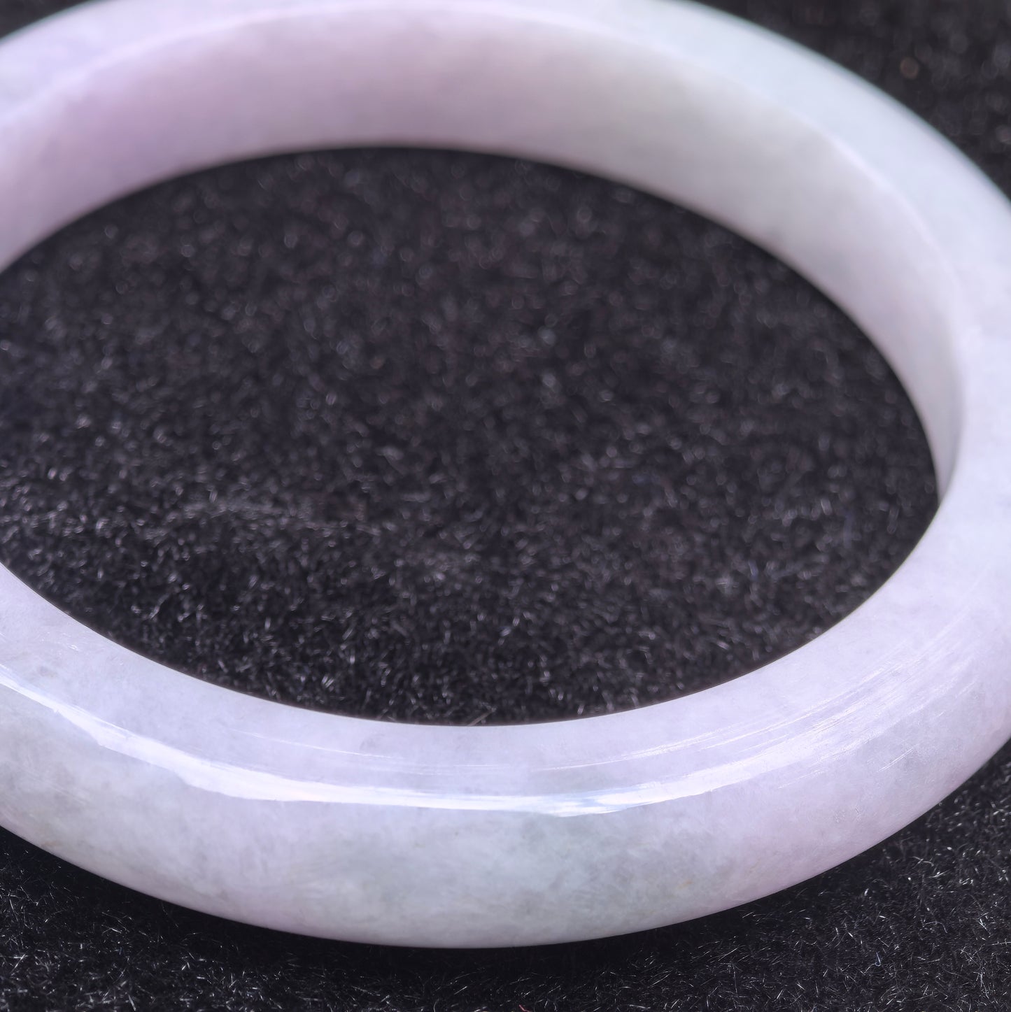 Natural Grade-A Glutinous Light Lavender Jadeite D-shape Bangle · Burmese Jade 54mm