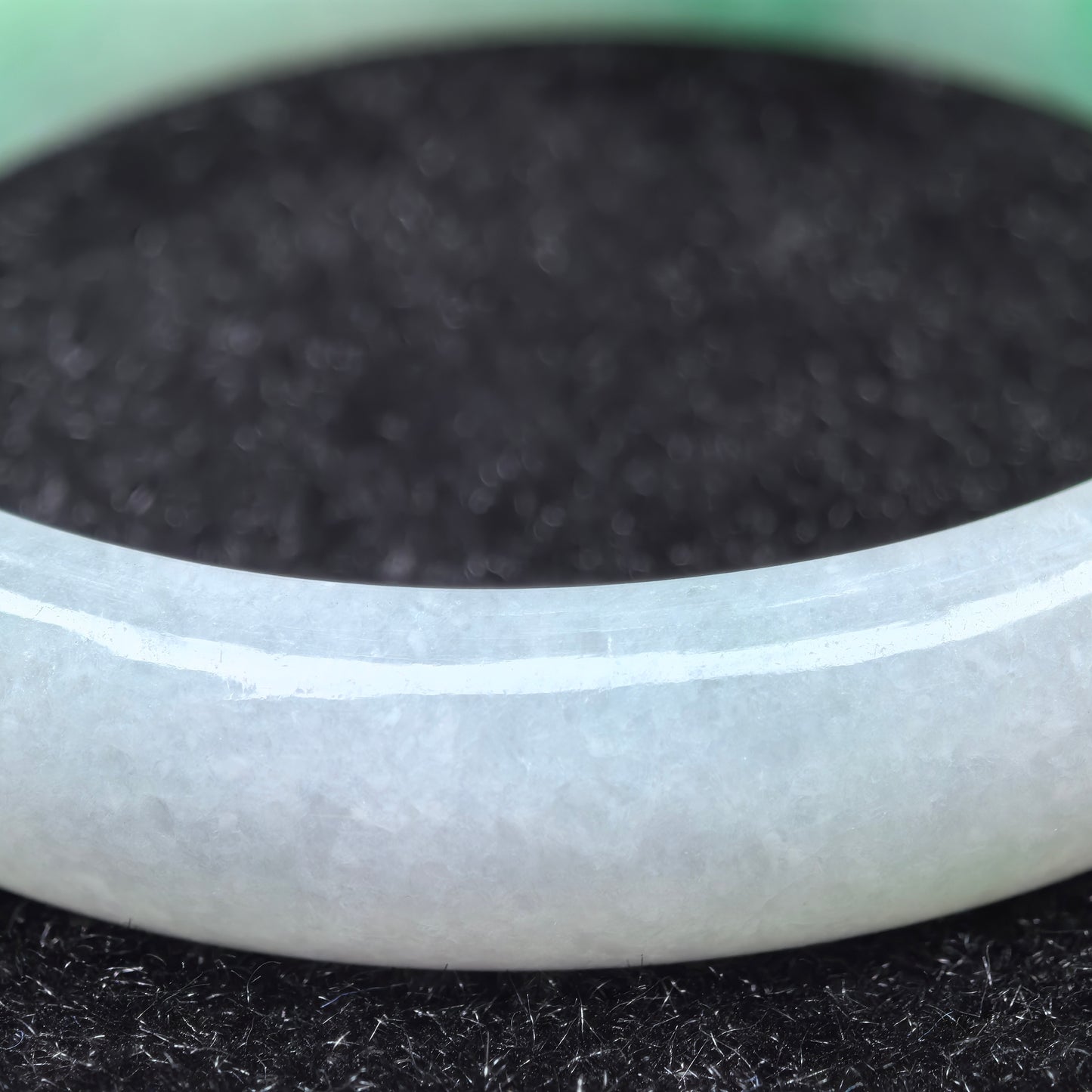 Natural Grade-A Jadeite Glutinous White-Base Green Oval Bangle · Burmese Jade 53mm