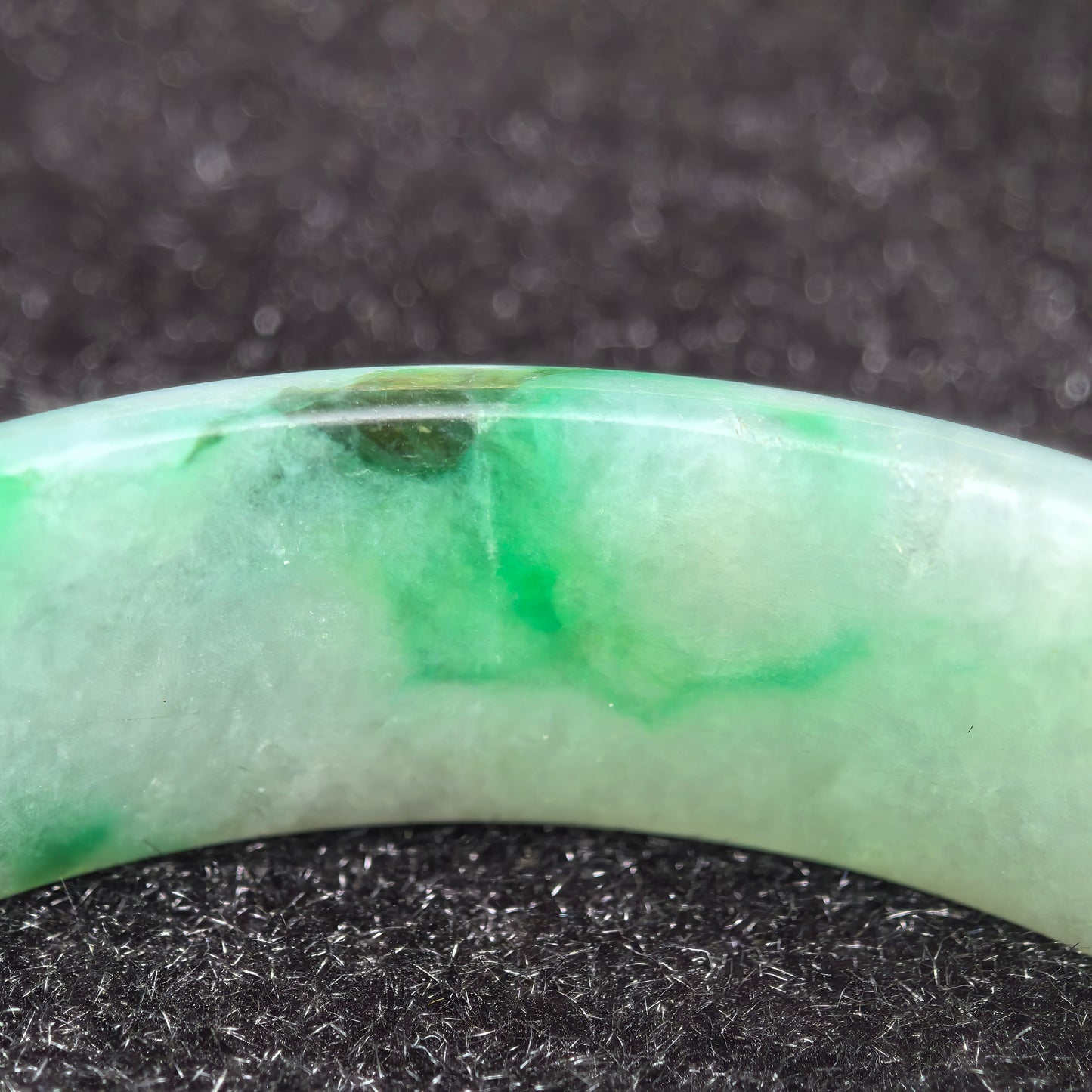 Natural Grade-A Glutinous Light Green with Blue Floating Flowers Jadeite D-Shape Bangle ·Burmese Jade 56mm