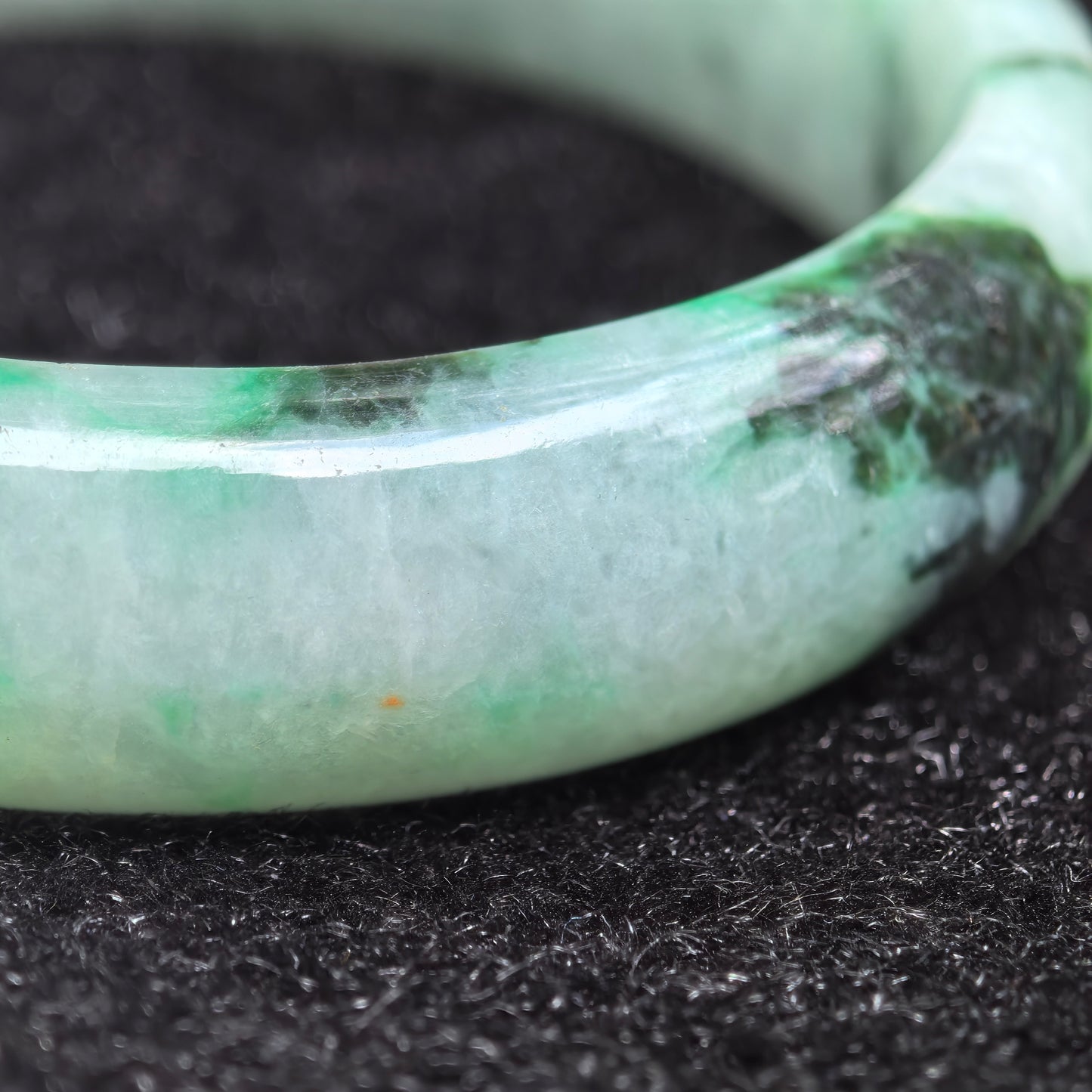 Natural Grade-A Glutinous Light Green with Blue Floating Flowers Jadeite D-Shape Bangle ·Burmese Jade 56mm
