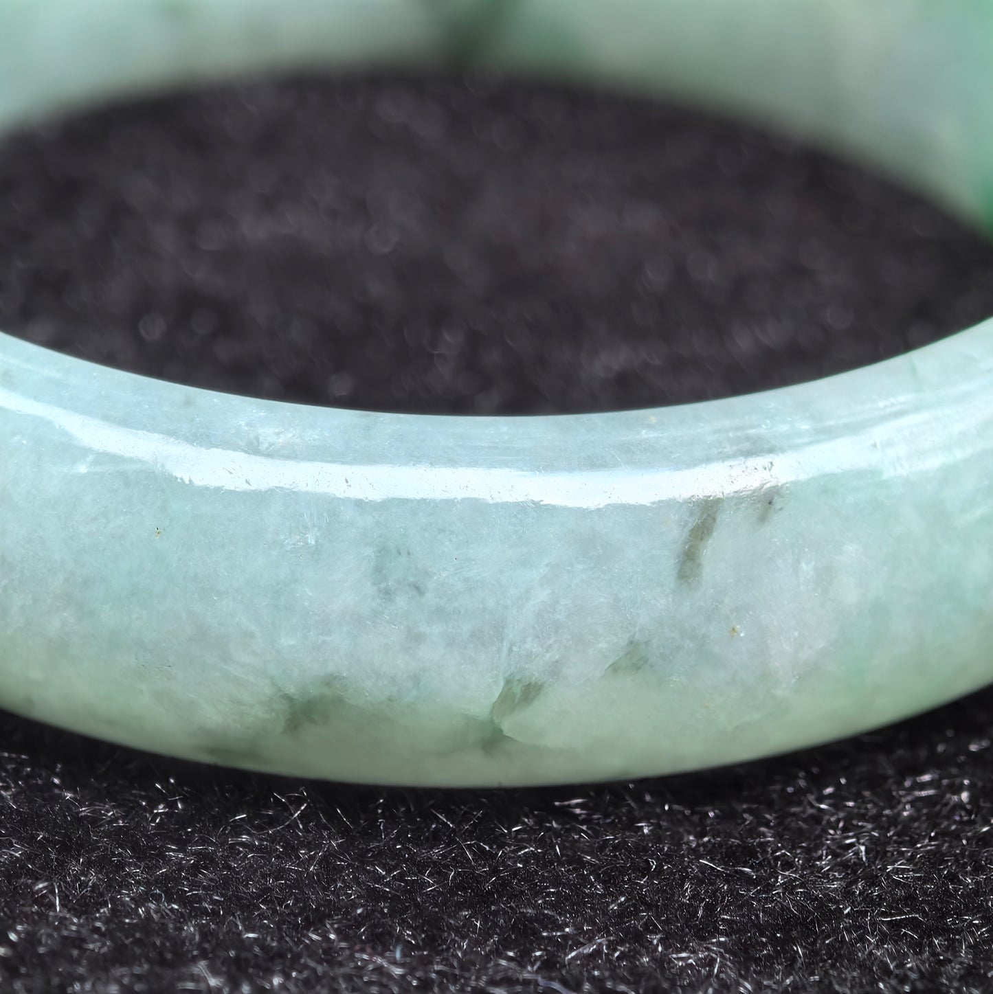 Natural Grade-A Glutinous Light Green with Blue Floating Flowers Jadeite D-Shape Bangle ·Burmese Jade 56mm