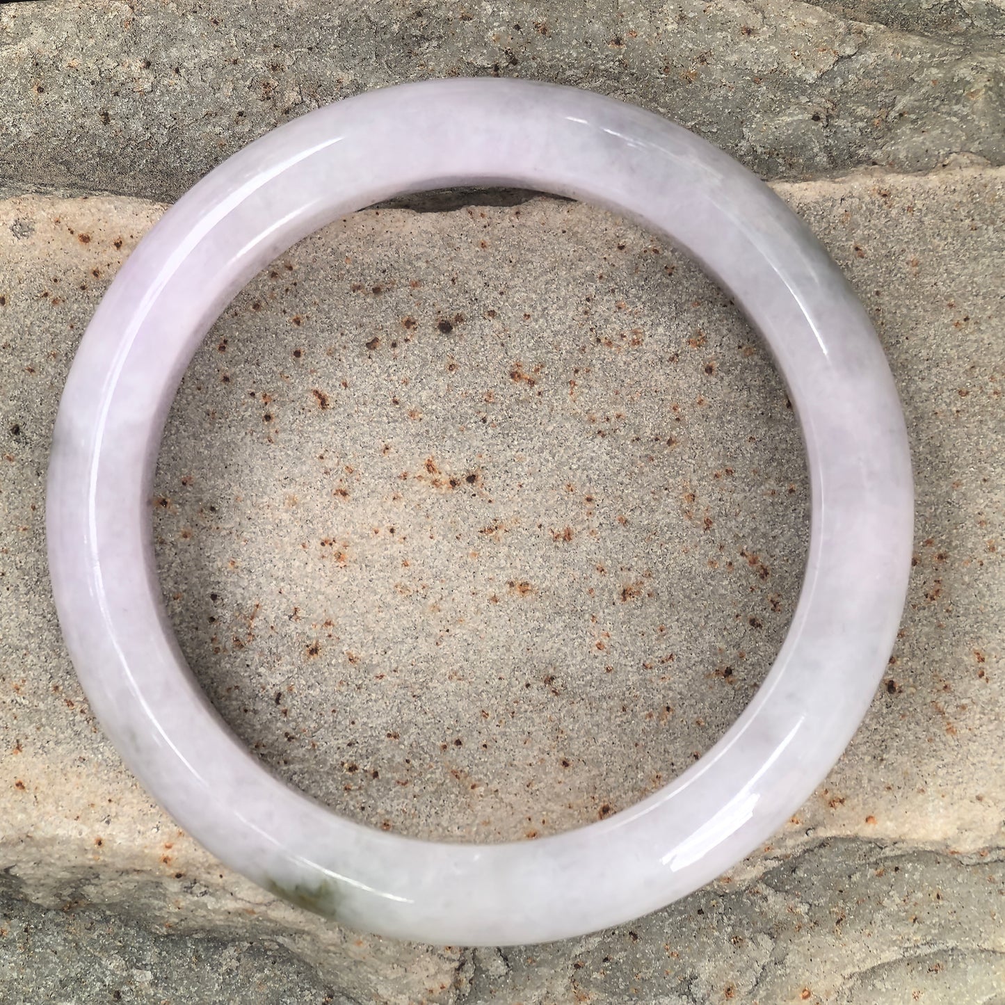 Natural Grade-A Glutinous Light Lavender Jadeite D-shape Bangle · Burmese Jade 54mm