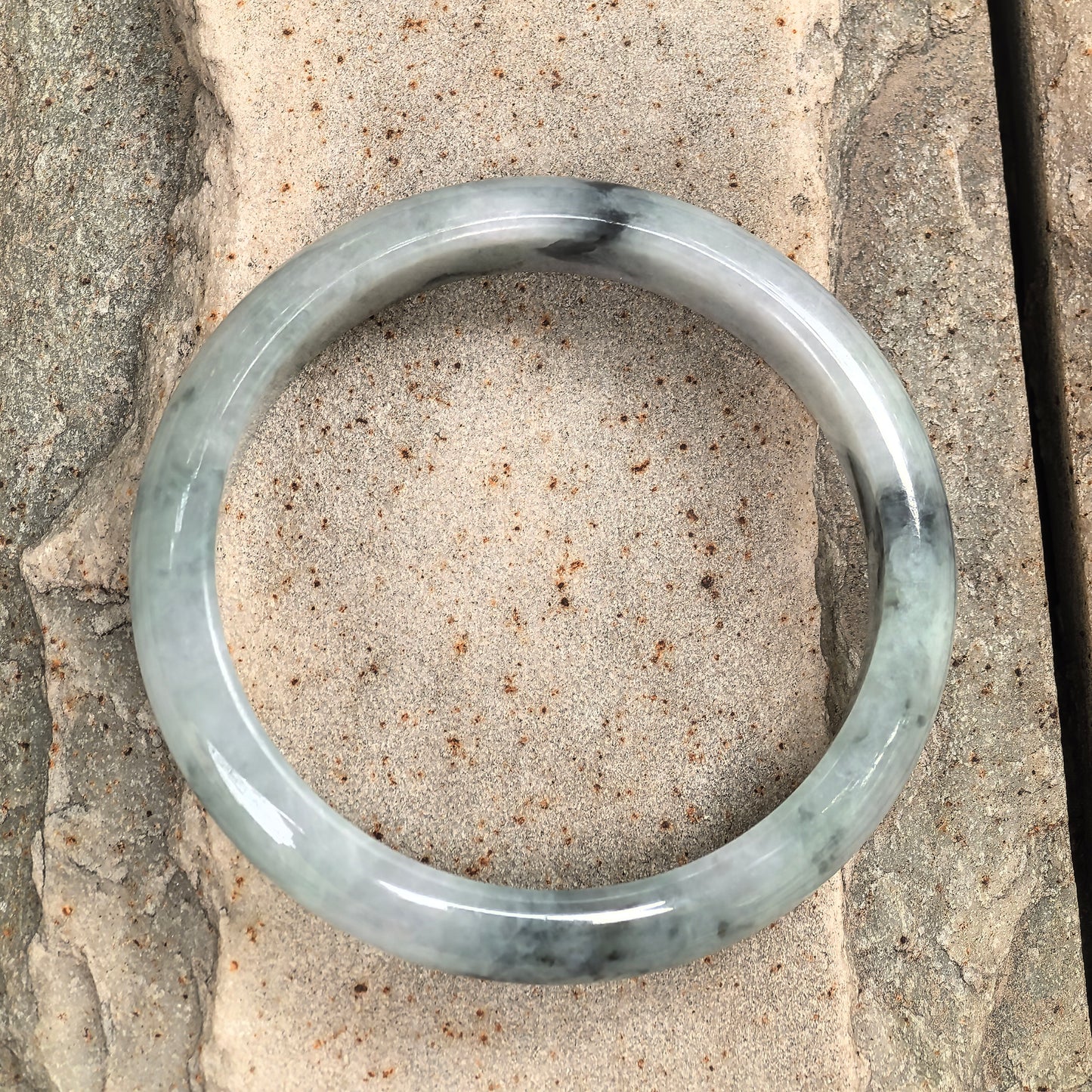 Natural Grade-A Glutinous Light Green Jadeite Bangle · Burmese Jade 57mm