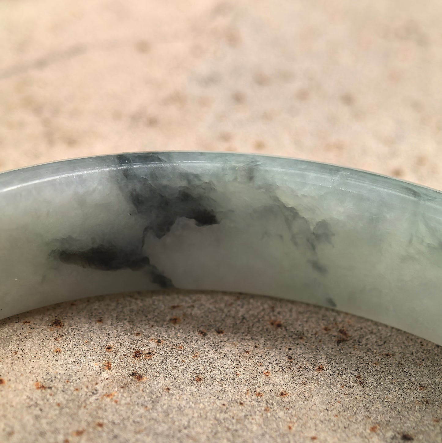 Natural Grade-A Glutinous Light Green Jadeite Bangle · Burmese Jade 57mm