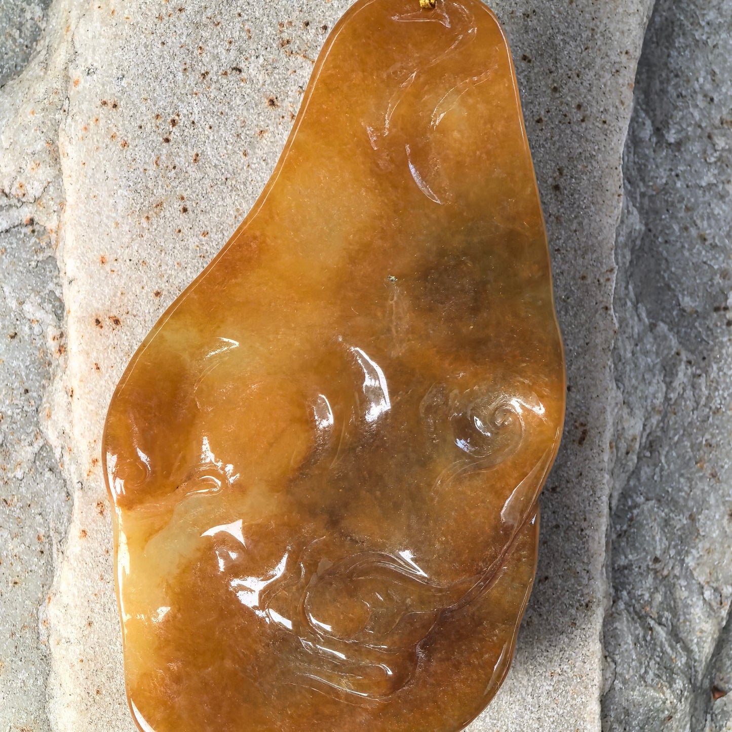 Natural Grade-A Glutinous Yellow Base Light Green Dragon Pendant · Burmese Jade