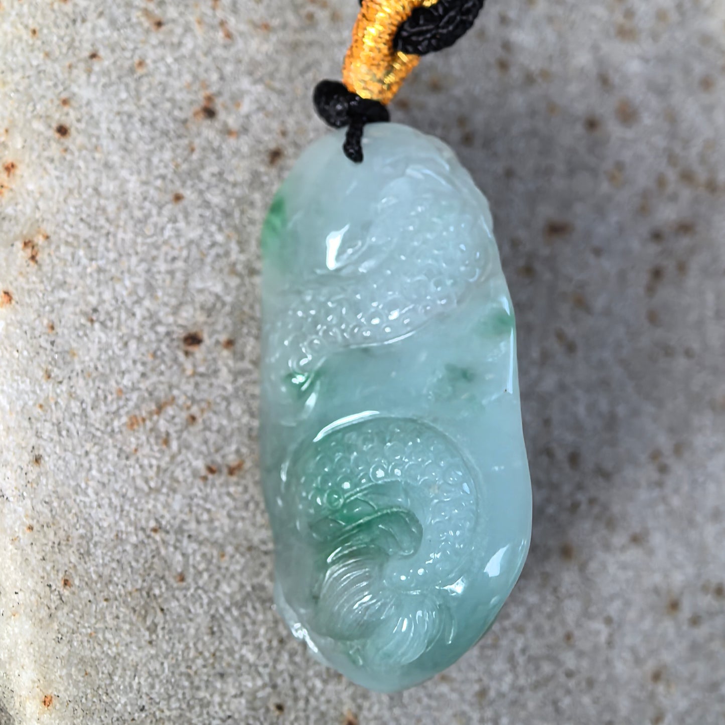 Natural Grade-A Jadeite Glutinous White-and-Green Dragon Head Pendant · Burmese Jade