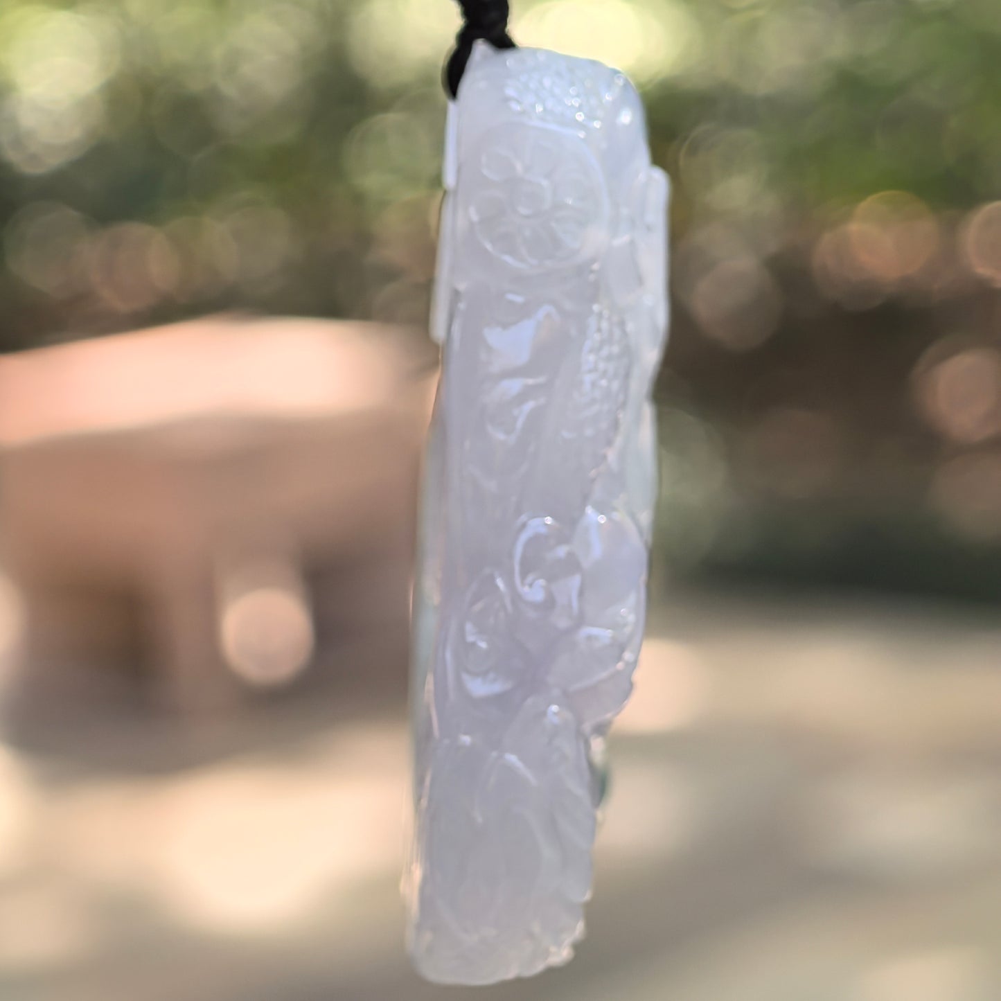 Natural Grade-A Jadeite Glutinous Icy Green and Lavender Dragon Pendant · Burmese Jade