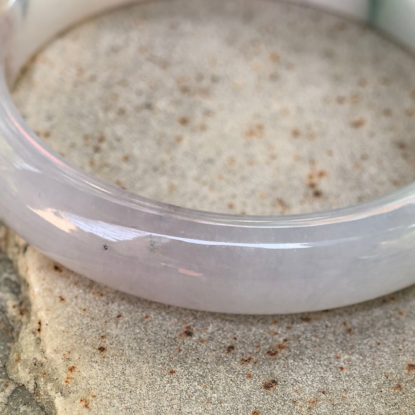 Natural Grade-A Jadeite Glutinous Icy Lavender Bangle with Green and Reddish Accents · Burmese Jade 53mm