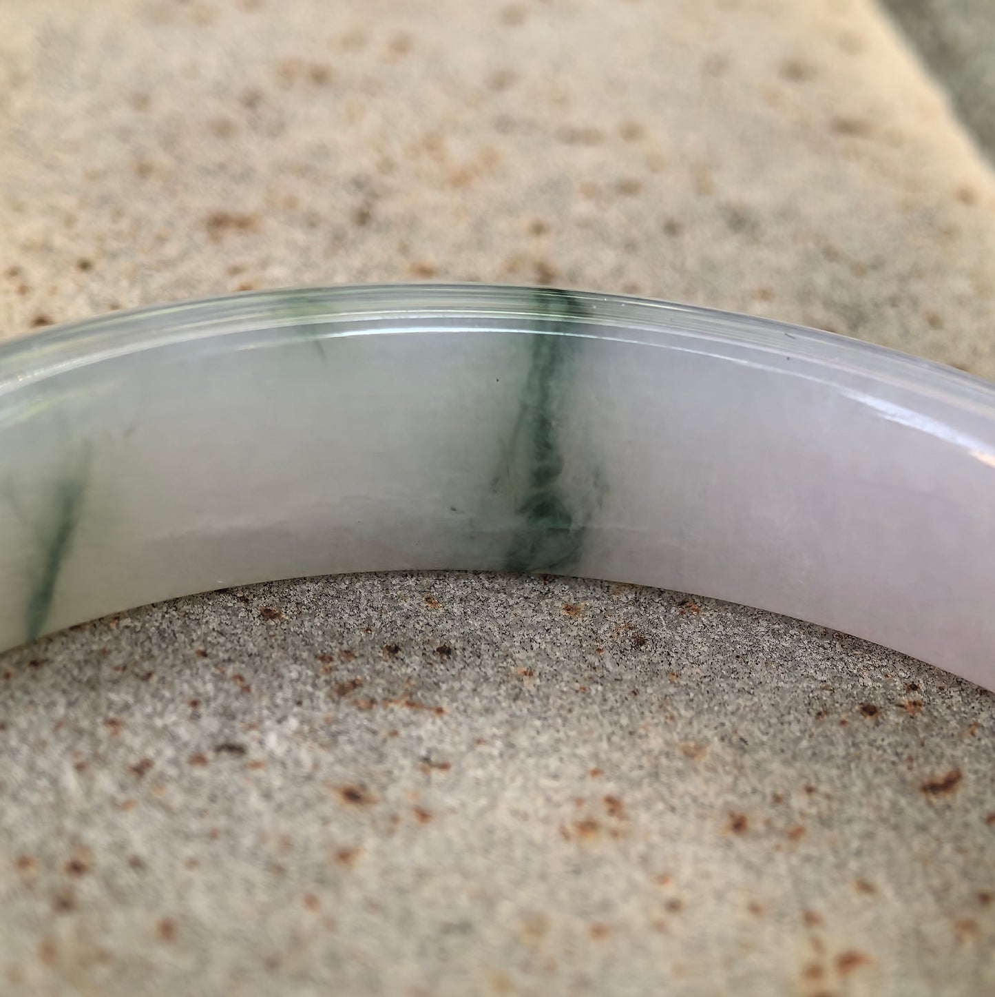 Natural Grade-A Jadeite Glutinous Icy Lavender Bangle with Green and Reddish Accents · Burmese Jade 53mm