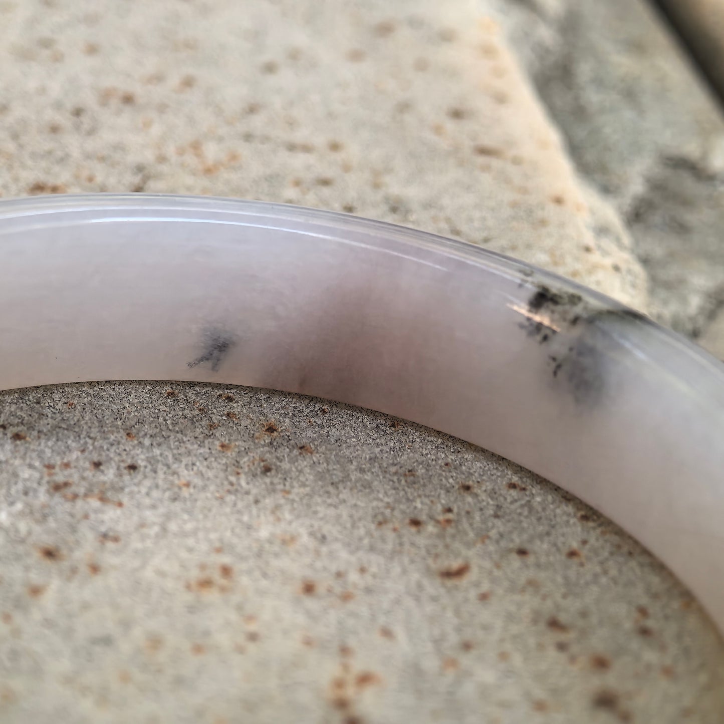 Natural Grade-A Jadeite Glutinous Icy Lavender Bangle with Green and Reddish Accents · Burmese Jade 53mm