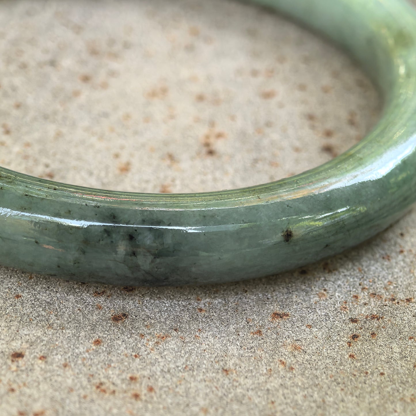 Natural Grade-A Jadeite Deep Oil Green Round Bangle · Burmese Jade 54mm