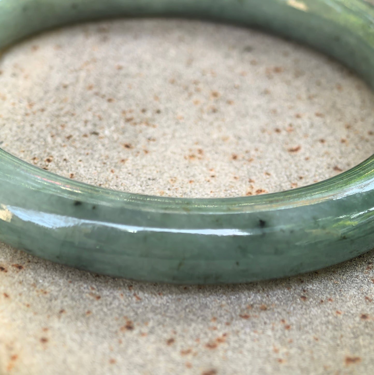 Natural Grade-A Jadeite Deep Oil Green Round Bangle · Burmese Jade 54mm