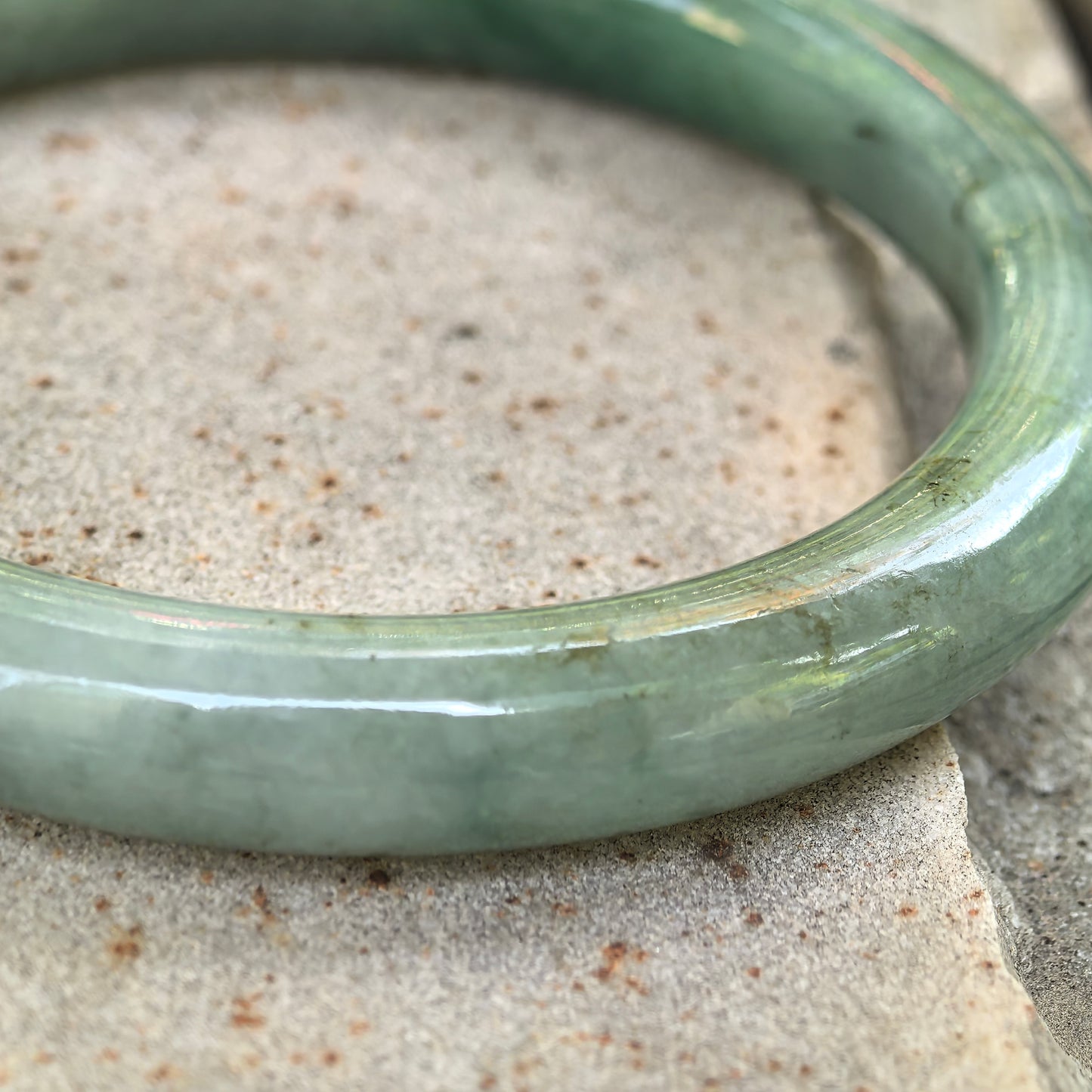 Natural Grade-A Jadeite Deep Oil Green Round Bangle · Burmese Jade 54mm