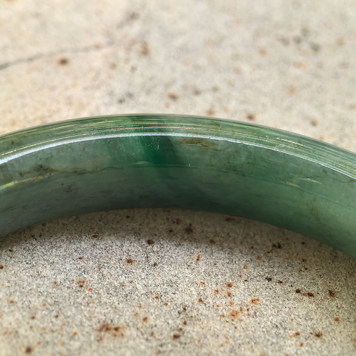 Natural Grade-A Jadeite Deep Oil Green Round Bangle · Burmese Jade 54mm