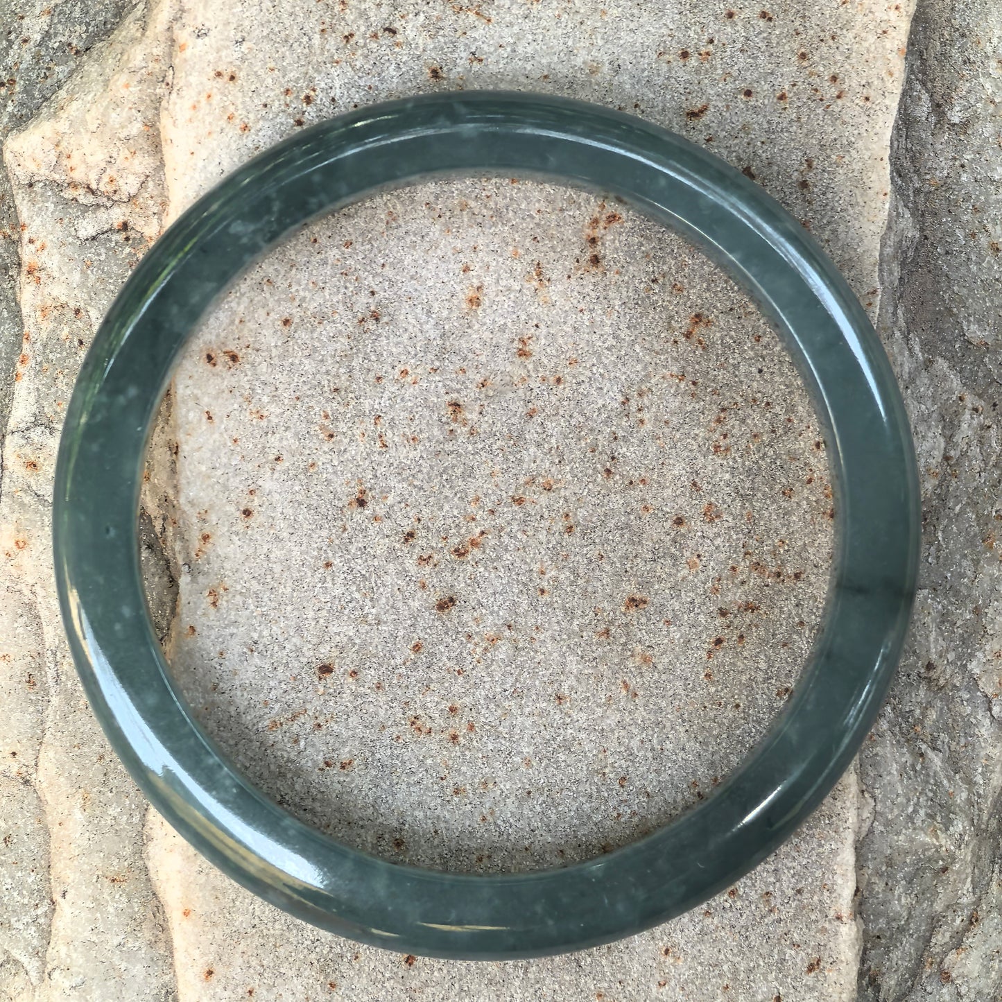 Natural Grade-A Jadeite Glutinous Icy Teal Blue Guatemalan Jade D-shape Bangle