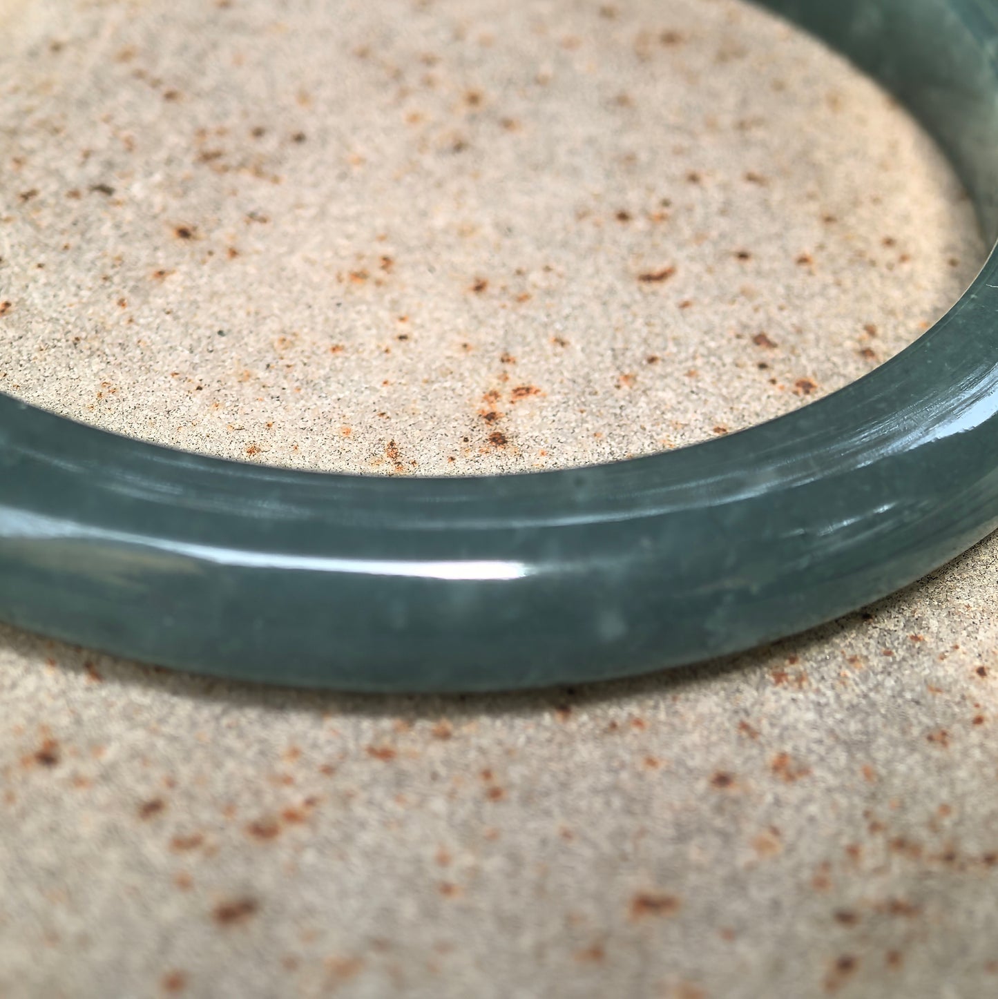 Natural Grade-A Jadeite Glutinous Icy Teal Blue Guatemalan Jade D-shape Bangle