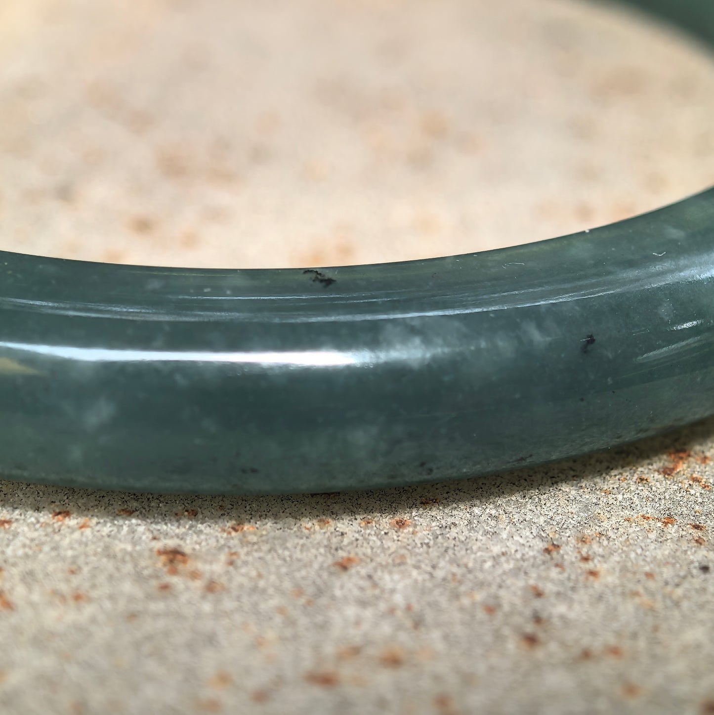 Natural Grade-A Jadeite Glutinous Icy Teal Blue Guatemalan Jade D-shape Bangle