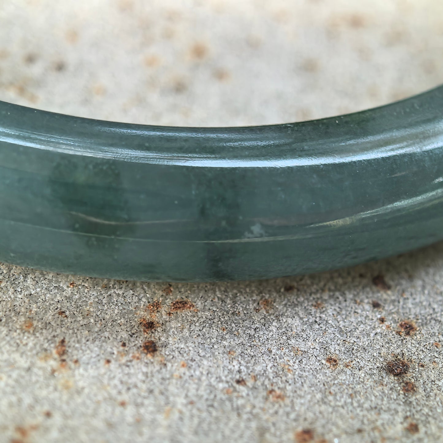 Natural Grade-A Jadeite Glutinous Icy Teal Blue Guatemalan Jade D-shape Bangle