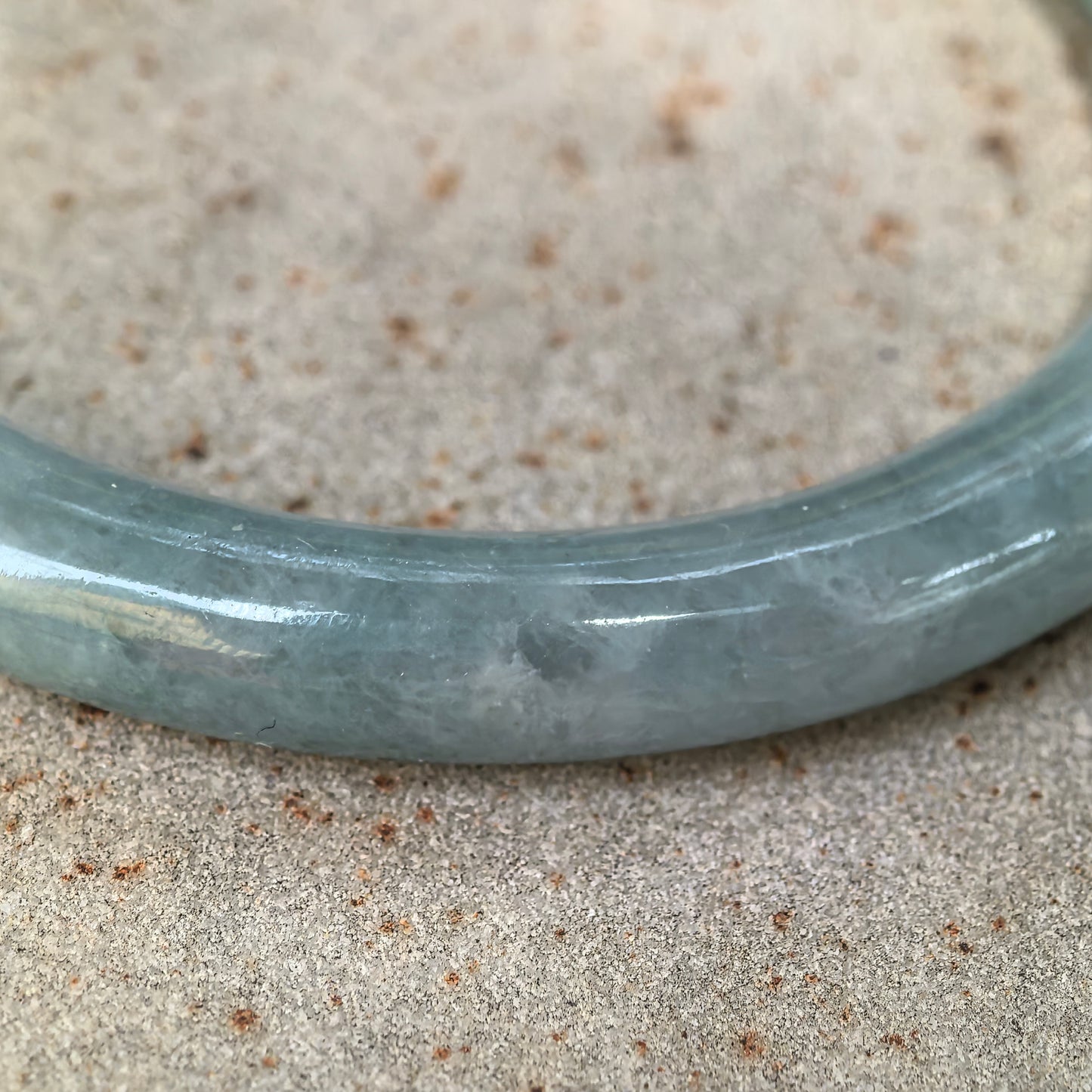 Natural Grade-A Jadeite Glutinous Oil-Green Round Bangle · Burmese Jade 54mm