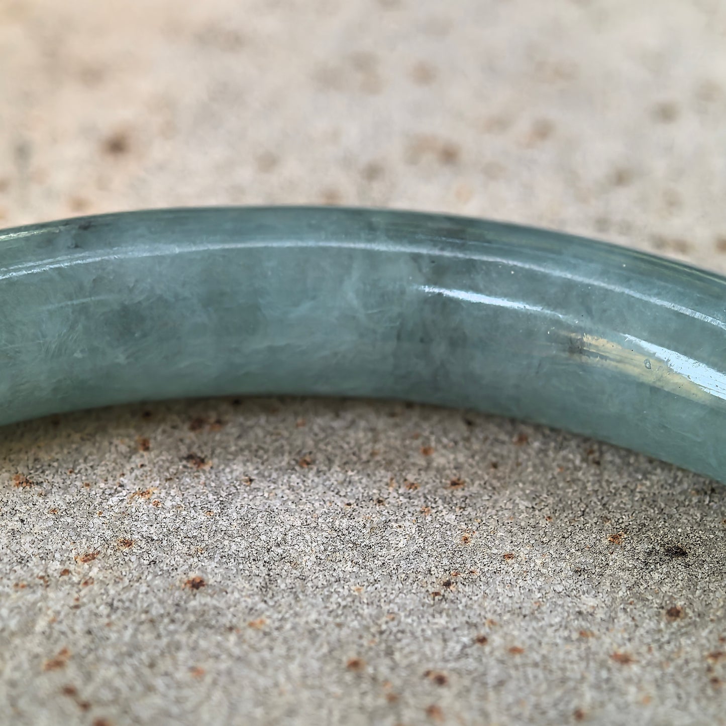 Natural Grade-A Jadeite Glutinous Oil-Green Round Bangle · Burmese Jade 54mm