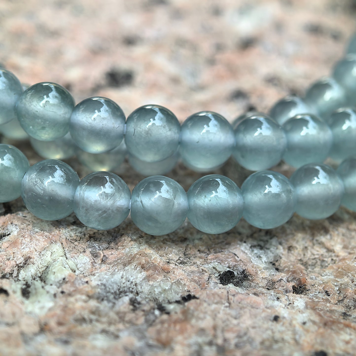 Natural Grade-A Jadeite High Icy Blue Guatemalan Jade Bead Necklace 4.5mm