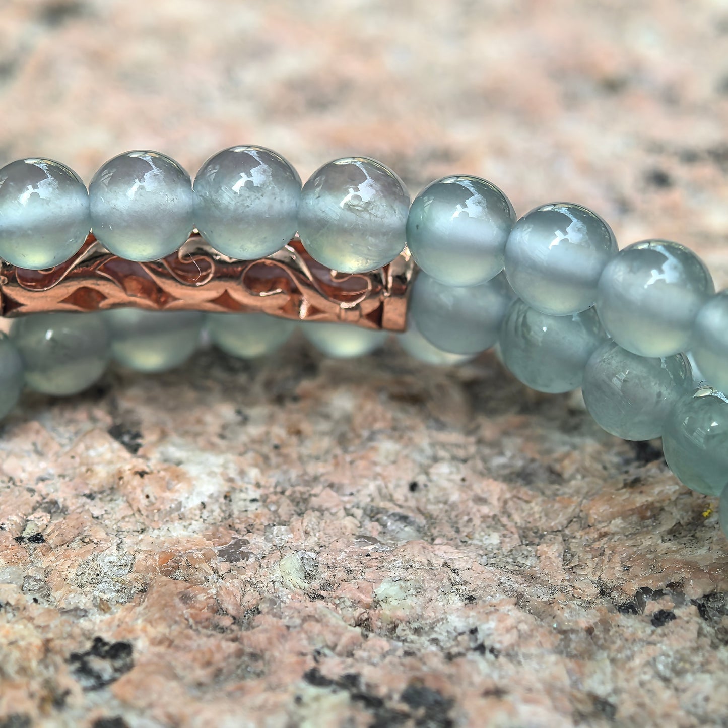Natural Grade-A Jadeite High Icy Blue Guatemalan Jade Bead Necklace 4.5mm